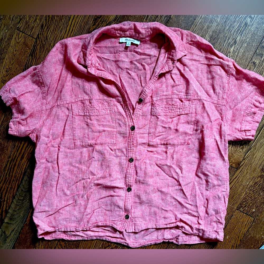 Madewell Coral Short Sleeve Shirt